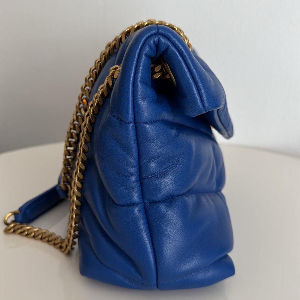 ❌SOLD❌Saint Laurent Blue Quilted LouLou Puffer Leather Shoulder Bag - Picture 3 of 17
